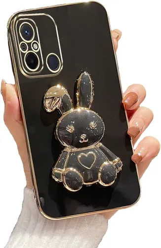 Miniatura 103 de Estuche con soporte de conejo de corazón para Xiaomi Redmi Note 10S, galvanizado suave TPU protector delgado a prueba de golpes con lindo conejito