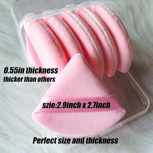 Miniatura 3 de Ocim 10 piezas de esponjas de polvo para polvo facial, esponja de belleza suave de terciopelo triangular, maquillaje prensado, esponjas aplicadoras
