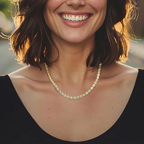 Miniatura 15 de Ross-Simons Gemstone Tennis Necklace in Sterling Silver