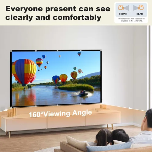 Miniatura 4 de Pantalla de proyector plegable de 60 pulgadas, XINLEMY 4K 16:9 HD, pantalla de proyección portátil de cine de doble cara para cine en casa, patio