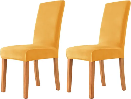 Miniatura 25 de Velvet Chair Covers Beige Gray, Stretch Dining Room Chair Covers 2 Pack, Super Fit Dining Chairs Slipcovers Spandex Washable Kitchen Parson Chair
