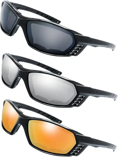 Miniatura 14 de Gafas de Motocicleta con Marco Acolchado y Lentes que Bloquean 100% UVB/UVB para Actividades al Aire Libre y Deportes 5-negro mate