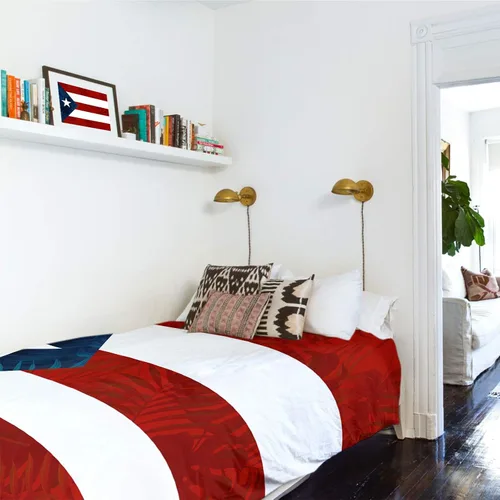 Miniatura 5 de Tapiz para colgar en la pared, tapices estéticos de bandera de Puerto Rico, estrella de hojas de palmera, rayas rojas y azules, tapiz patriótico