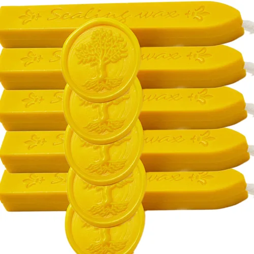 12 varillas de cera de sellado amarillo con mechas, cera de sellado antigua para sello de cera, invitaciones de boda, envoltura de regalos, regalo