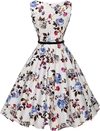 Miniatura 2 de GRACE KARIN - Vestido vintage sin mangas con escote barco y cinturón para tardes de té