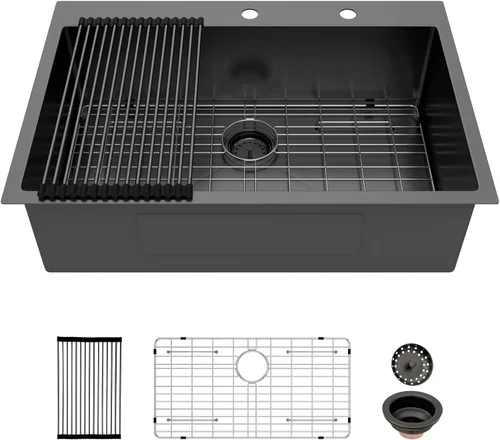 Miniatura 49 de Fregadero de cocina para exteriores, 21 x 20 pulgadas, fregadero de barra para exteriores, fregaderos de cocina de acero inoxidable de montaje