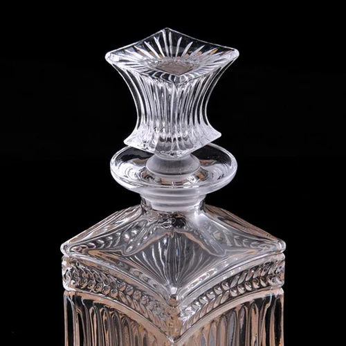 Miniatura 5 de Decantador de vidrio con tapón geométrico hermético, decantador de whisky para vino, bourbon, brandy, licor, jugo, agua, enjuague bucal, vidrio