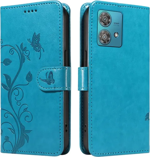 Miniatura 162 de Funda para Motorola Moto E22/E22i, piel sintética, con tarjetero y correa para la muñeca, a prueba de golpes, funda magnética para Motorola Moto Rojo