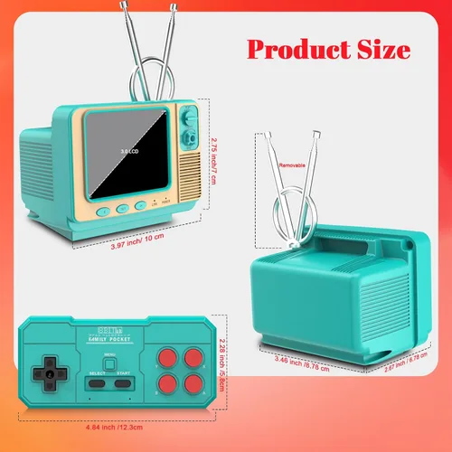 Miniatura 7 de Consola de juegos retro - 42 JALECO + 168 juegos clásicos, inalámbrico 2.4G de 2 jugadores, pantalla IPS de 3.0 pulgadas, expansión de tarjeta TF