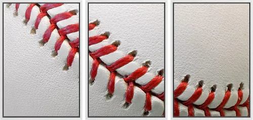 Miniatura 54 de wall26 Lienzo enmarcado para pared, juego de arte de primer plano, detalles de costuras de béisbol, atletas deportivos, fotografía, moderno