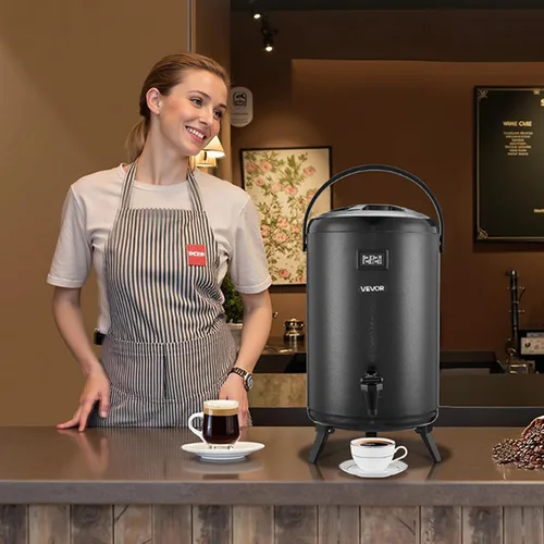 Miniatura 7 de VEVOR Dispensador de bebidas aislado, servidor térmico de bebidas de acero inoxidable de 3.2 galones/12L con espiga y pantalla de temperatura