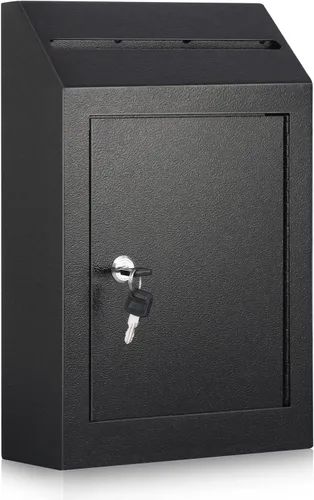 Miniatura 10 de xydled Buzón de correo resistente con cerradura de llave, 15''x12''x6'', buzón de metal con cerradura montado en la puerta, caja de depósito