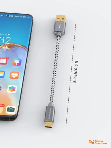 Miniatura 3 de CableCreation Cable USB C, cable corto USB a USB C 3A, cable de carga rápida trenzado USB C macho a USB macho para banco de energía, Galaxy S23