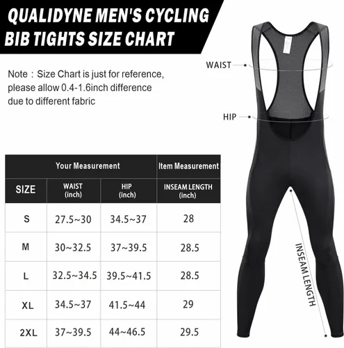 Miniatura 7 de qualidyne Pantalones de ciclismo para hombre, con acolchado 3D, mallas largas para ciclismo