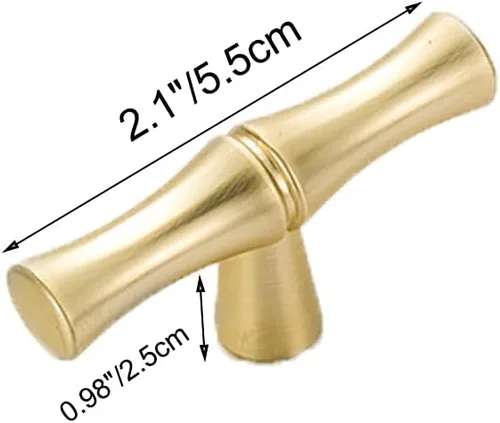 Miniatura 2 de 10 pomos de gabinete de un solo agujero, forma de bambú, para cocina, armario, armario, cajón, manijas de puerta, color dorado Oro