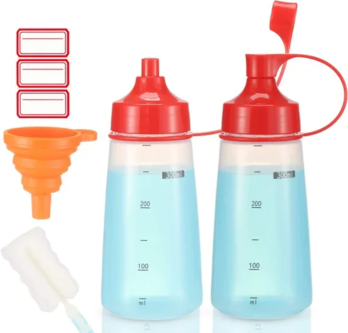 Miniatura 7 de Botella exprimidora de condimentos para salsas de boca ancha, botellas de plástico para condimentos, pintura, salsa de tomate, mostaza, aceite