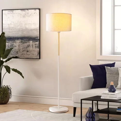 Miniatura 2 de Lámpara de pie para dormitorio, lámparas de pie de granja para sala de estar, lámpara de poste de mediados de siglo, pantalla de lámpara de lino