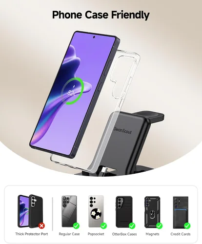 Miniatura 6 de Estación de Carga Rápida USB C de 25W para Samsung, SwanScout 701S, Soporte de Carga Plegable 3 en 1 para Galaxy S25/S24/Z Flip 7/Fold