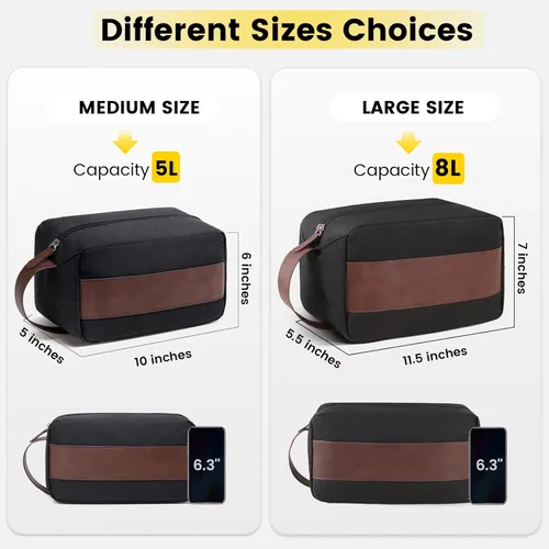 Miniatura 2 de Vorspack Neceser para hombre – Bolsa de viaje resistente al agua para artículos de tocador, accesorios, artículos esenciales de viaje, regalos, Negro