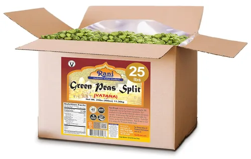 Miniatura 3 de Rani Green Peas Split, Secos (Vatana, Matar) 400oz (25lbs) Caja a granel de 25.0 lbs ~ Todo natural Vegano Apto para gluten Producto