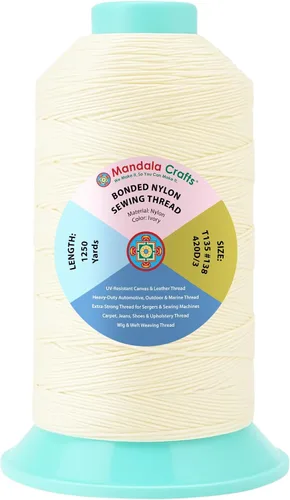 Miniatura 249 de Mandala Crafts - Hilo de nailon para coser cuero, tapicería, mezclilla y para trenzar el pelo; resistente, 1500 yardas, tamaño 69 T70 Marrón