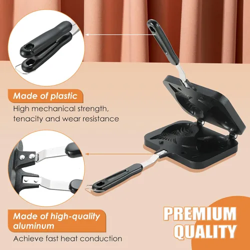 Miniatura 6 de MAOPINER Molde para hacer gofres de burbujas, molde para gofres, olla antiadherente de doble cara para hacer waffles de huevo y forma de pez