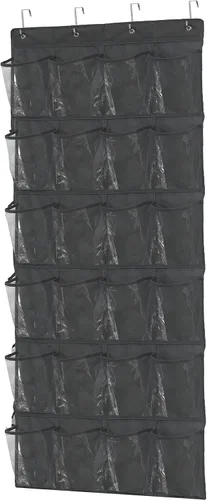 Miniatura 14 de Simple Houseware - Organizador de zapatos colgante con 24 bolsillos grandes y transparentes para colgar en la puerta, color negro