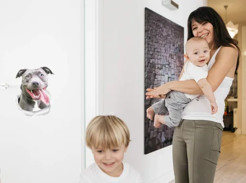 Miniatura 3 de Winston & Bear Happy Pit Bull Dog - Calcomanías de pared para perros, paquete de 2, calcomanías 3D Bully para paredes, automóviles, inodoro y más