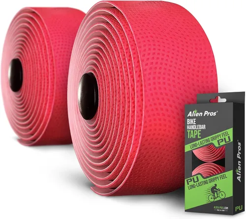Miniatura 9 de ALIEN PROS Cinta para manillar de bicicleta de poliuretano (juego de 2) negro, rojo, blanco, rosa, azul, mejora el agarre de tu bicicleta con estas