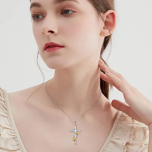 Miniatura 6 de POPLYKE Regalos para el Día de la Madre para mamá, collar de cruz de joyería regalos para madre, hija, abuela, plata de ley 925, collar con colgante