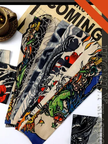 Miniatura 28 de Boao 20 piezas de mangas de brazo de enfriamiento para hombre, manga larga sin dedos, antideslizante, protección UV, mangas temporales para tatuajes