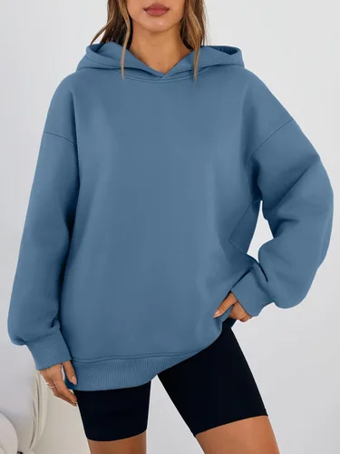 Miniatura 2 de Trendy Queen Sudaderas con capucha de gran tamaño para mujer, cómodas sudaderas de otoño a la moda 2025, trajes casuales de forro polar con bolsillos