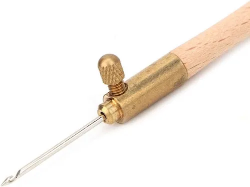 Miniatura 8 de Gancho de ganchillo francés con mango de madera, juego de agujas de bordar con cuentas para tejer, herramientas de bordado con 3 agujas