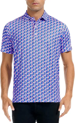 Miniatura 32 de DEOLAX Camisa de golf para hombre, con estampado de moda, atlética, de manga corta, clásica, casual, ajuste seco, suave, para hombres