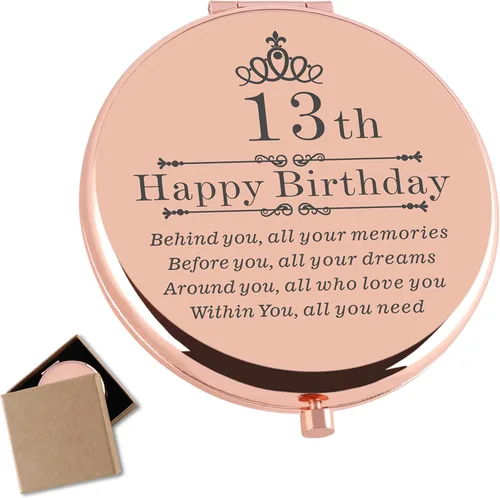 Miniatura 10 de Regalos para niñas de 15 años para cumpleaños, espejo compacto de viaje de oro rosa, ideas de regalo de cumpleaños 15 para adolescentes, niñas