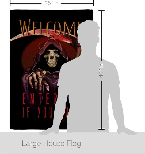 Miniatura 2 de Bandera Enter If You Dare House – Juego de bandera para otoño, Halloween, bruja, truco o trato, noche espeluznante, gato negro, temporada