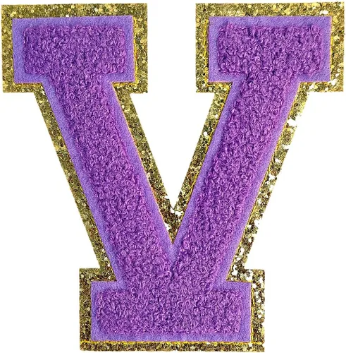Miniatura 99 de GYGYL - 3 parches de letras deportivas de felpilla con purpurina, parches para planchar de tamaño grande para decoración de disfraces