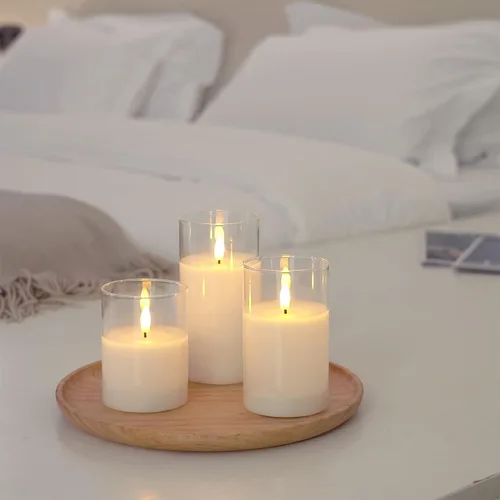 Miniatura 7 de Amagic Velas de cristal transparente sin llama que funcionan con pilas, temporizador, control remoto, velas LED de pilar, funcionan