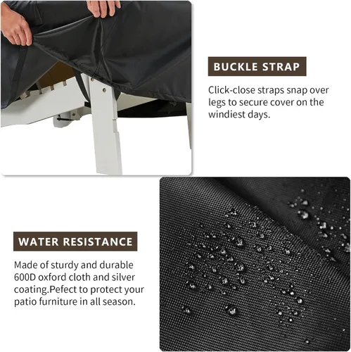 Miniatura 3 de Funda para mesa de café para patio al aire libre, 600D, resistente al agua, resistente, fundas para muebles de patio, 48 x 28 x 16 pulgadas