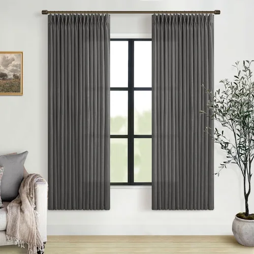 Miniatura 73 de TWODRAPES Cortinas de Lino Plisadas con Pinza Beige Blancas de 54 Pulgadas de Largo 2 Paneles para Comedor Cocina Dormitorio Plisadas Semi