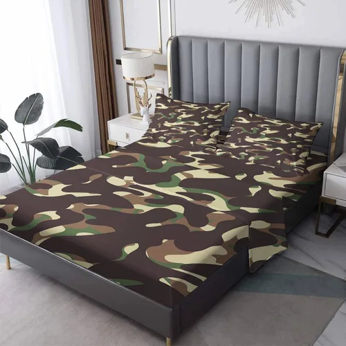 Sábanas de camuflaje tamaño individual – Sábanas de camuflaje para niños y niñas, juego de sábanas militares, microfibra suave, bolsillo profundo y