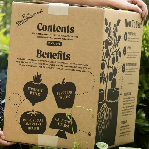 Miniatura 6 de Caja de mantillo GardenStraw de HealthiStraw, 2 pies cúbicos (10 lb) – Paja de trigo 100% natural y sostenible para jardines, siembra de césped