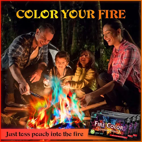 Miniatura 5 de MEKER Paquetes de Cambio de Color de Fuego – Fogata, Fogatas, Chimeneas al Aire Libre, Hoguera – Color de Fuego – Accesorios Perfectos de Campamento