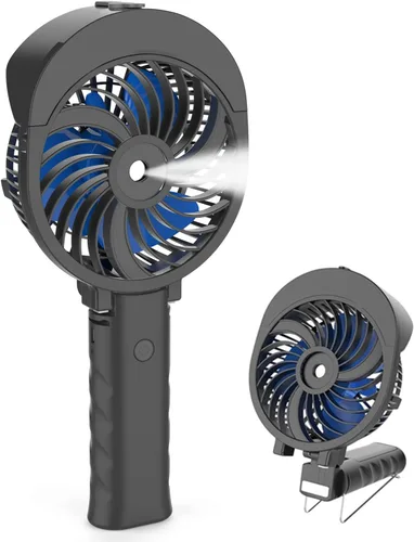 HandFan Ventilador de nebulización personal, tanque de agua grande de 1.9 fl oz, ventilador portátil recargable de mano, ventilador de niebla a Azul