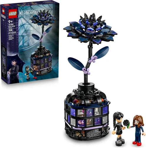 LEGO Wednesday - Juguete de construcción de flores de dalia negra, juego de simulación para niñas y niños, a partir de 9 años, con Minidolls de