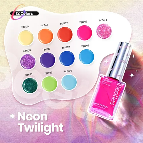 Miniatura 2 de Beetles - Juego de esmaltes de uñas de neón de secado rápido, juego de esmaltes de uñas arcoíris con purpurina, 12 colores, secado al aire regular