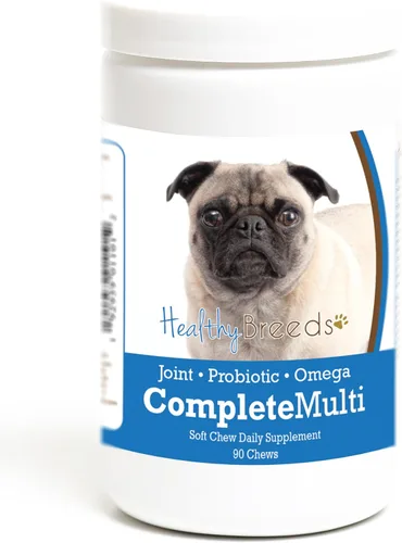 Miniatura 405 de Healthy Breeds Pug todo en uno multivitamínico suave masticable 60