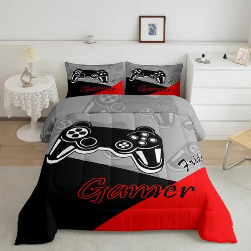 Miniatura 7 de Feelyou Edredón de Videojuegos para Niños Adolescentes, Juego de Ropa de Cama de Videojuegos para Niños, Edredón Gamer para Todas las Estaciones