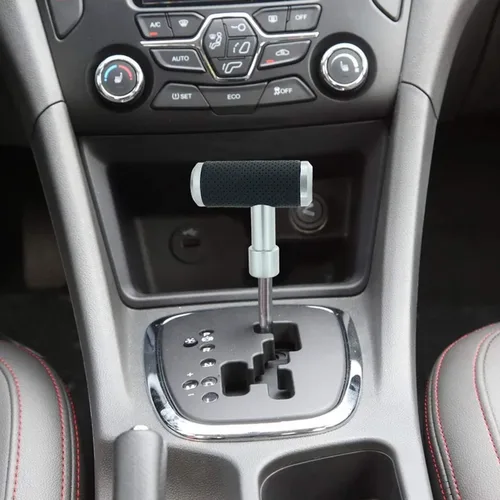 Miniatura 4 de Pomo de palanca de cambios en T para coche, estilo joystick con cubierta de aleación y palanca de cambio de cuero, compatible con la mayoría