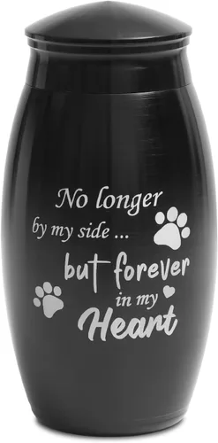 Miniatura 14 de Urnas de cremación pequeñas de 2.67 pulgadas para cenizas de perros o gatos, mini recuerdo de cenizas negras para mascotas con huella de pata